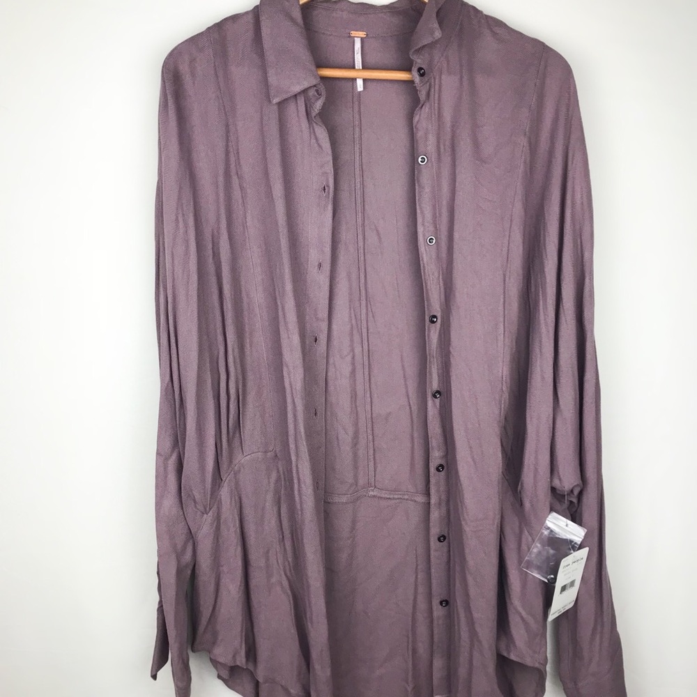 Free People Mauve Button Up Top